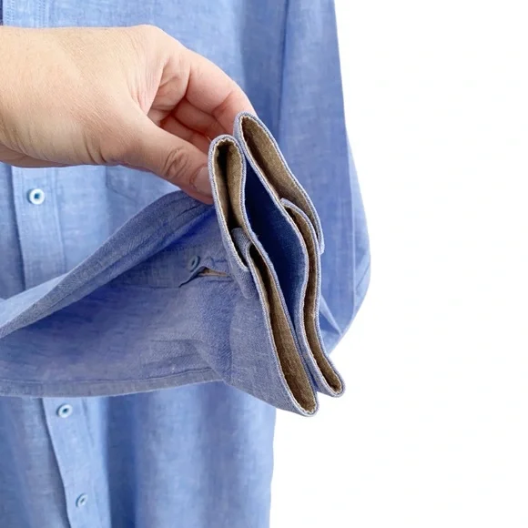 Age of Wisdom Chambray Linen Blend Shirt - Picture 8 of 10